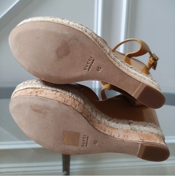 Gucci GG monogram espadrille platform wedge sandals 40 Fit 8.5 Strap Chunky Y2K - Picture 10 of 16